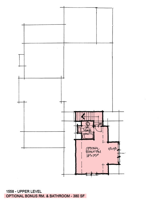 Bonus room of conceptual house plan 1558. 