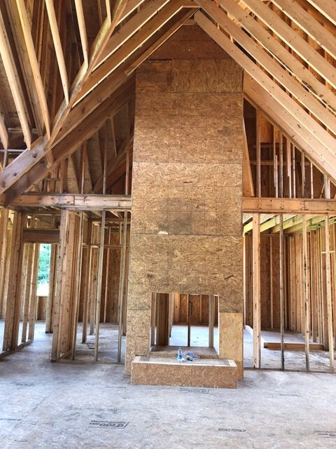 Fireplace framing for The Austin Plan 1409.