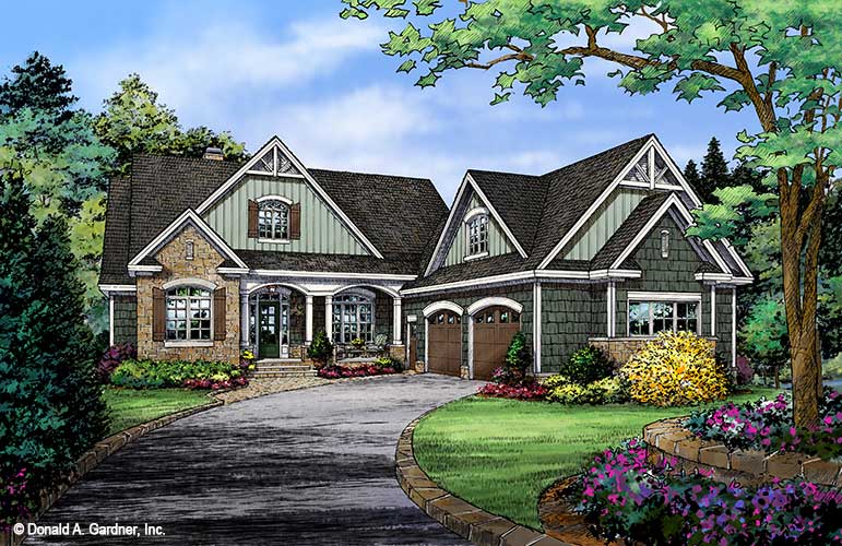 Front rendering of The Mosscliff plan 1338. 