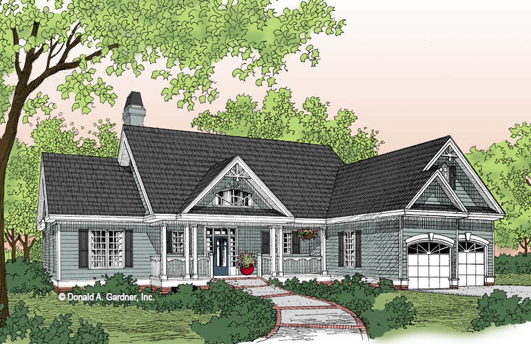 Front rendering of The Griffin house plan 535. This is a Fall-proof home. 