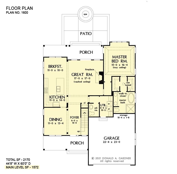First floor of The McKenna house plan 1600.