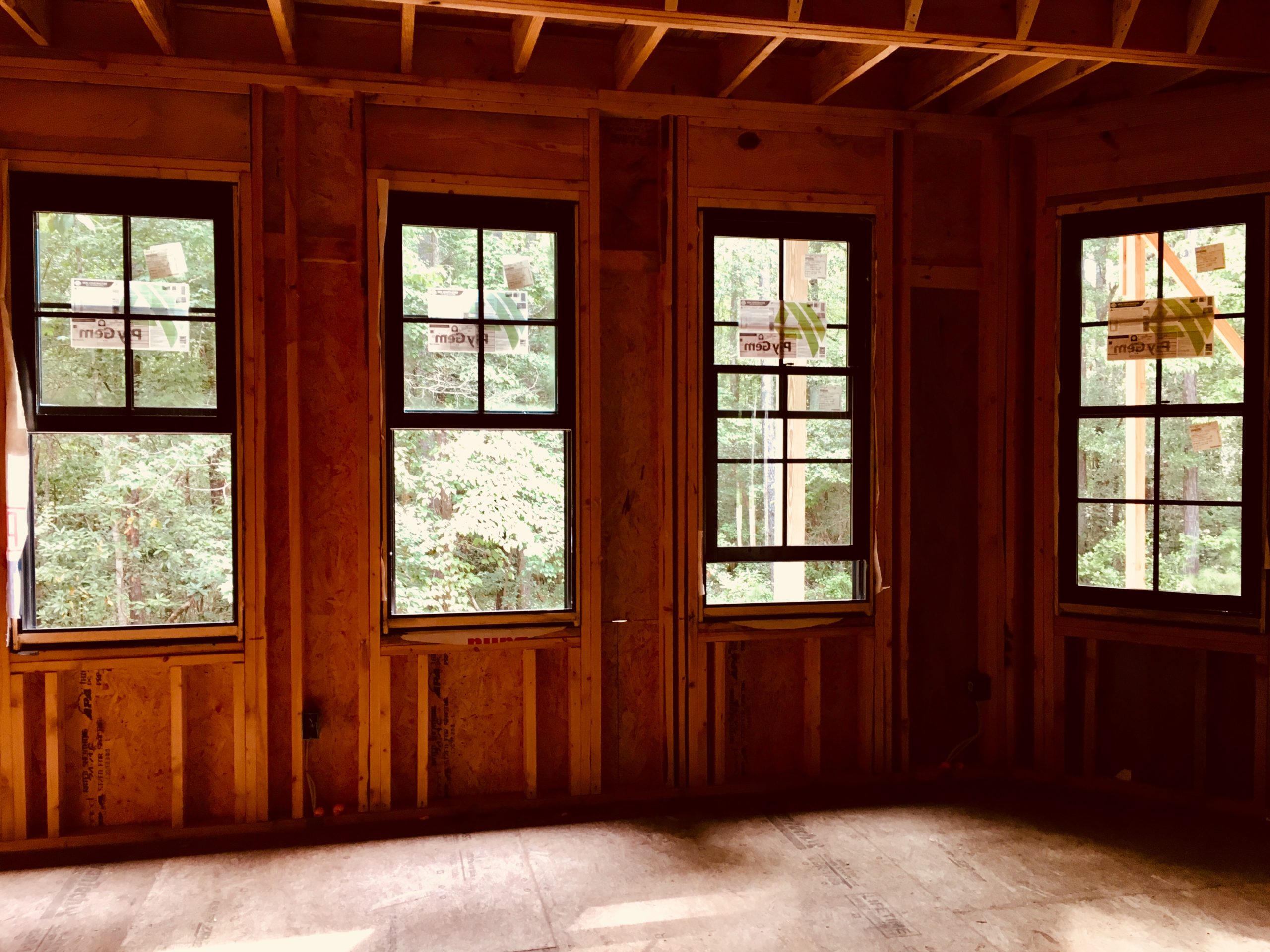 Master bedroom windows in the Hunter Creek home plan. 