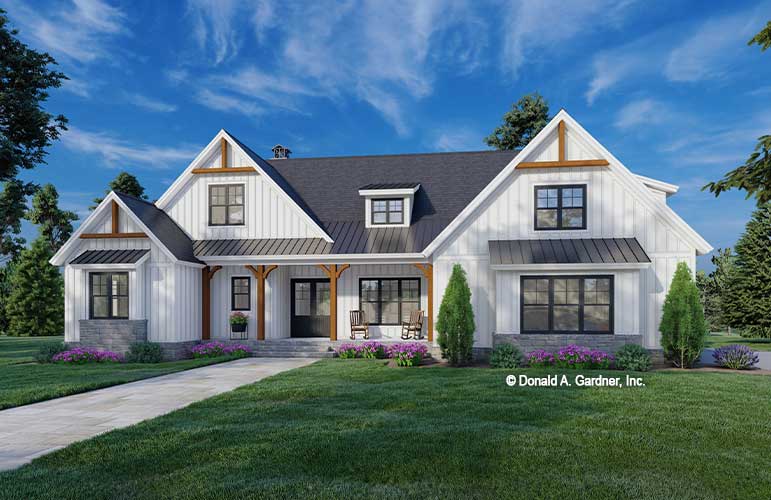 Front rendering of The Cassian house plan 1603. 